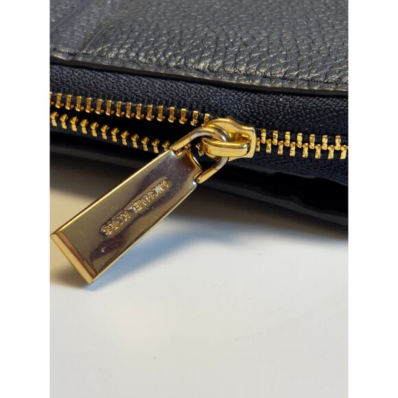 Michael Kors NWOT Portafoglio Jet Set Bifold Wallet Leather Blue Zip Around - Picture 6 of 7